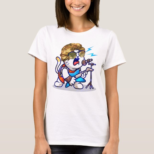 Camiseta Funky Rockstar Cat - Guay Music Lover Kitty (Anverso)