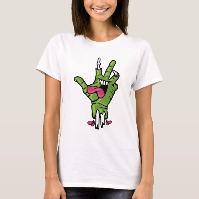 Camiseta Funky Zombie Mano de Paz (Anverso)
