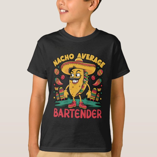 Camiseta Funn mexicano Nacho Promedio Bartender Cinco De Ma (Anverso)