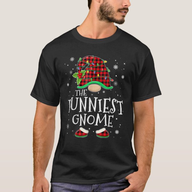 Camiseta Funniest Gnome Red Plaid Matching Family Christmas (Anverso)