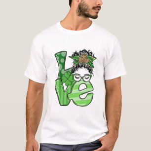 Camiseta Funnw Love Messy Hair Bun St. Patrick's Day Family