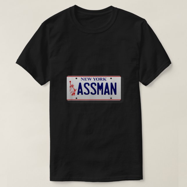 Camiseta Funny1953 de la placa de licencia de Assman en Nue (Diseño del anverso)
