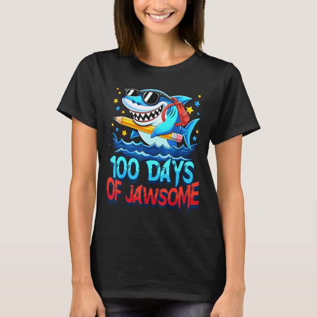 Camiseta Funny 100 Days Of Jawsome Shark Kids Boy 100th Day (Anverso)