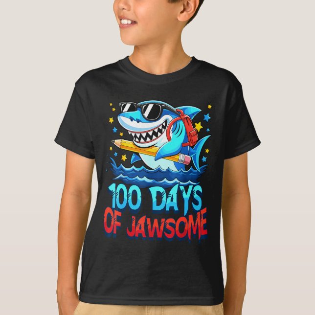 Camiseta Funny 100 Days Of Jawsome Shark Kids Boy 100th Day (Anverso)