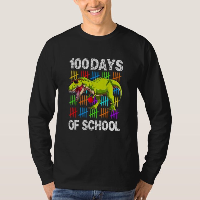 Camiseta Funny 100 Days Of School 100th Day Of School Dino (Anverso)