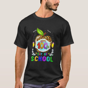 Camiseta Funny 100 Days Of School Leopard Apple Wearing Mas