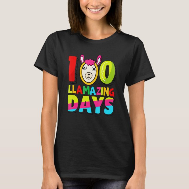 Camiseta Funny 100 Llamazing Days Llama Teacher 100th Day O (Anverso)
