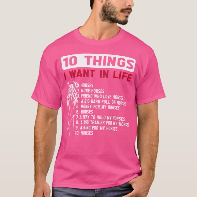 Camiseta Funny 10 Things I Want In Life Funny Horses Horseb (Anverso)