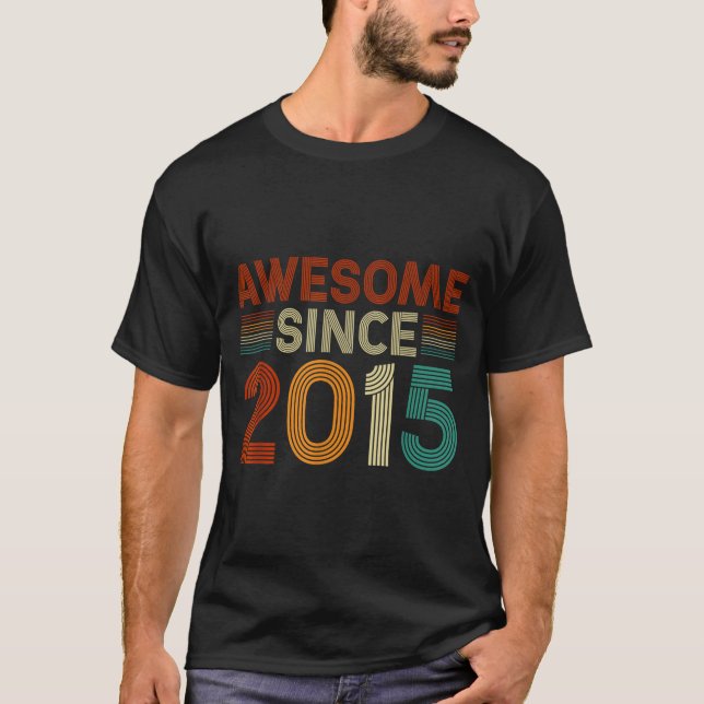 Camiseta Funny 10 Year Old Awesome Since 2015 Birthday Son  (Anverso)