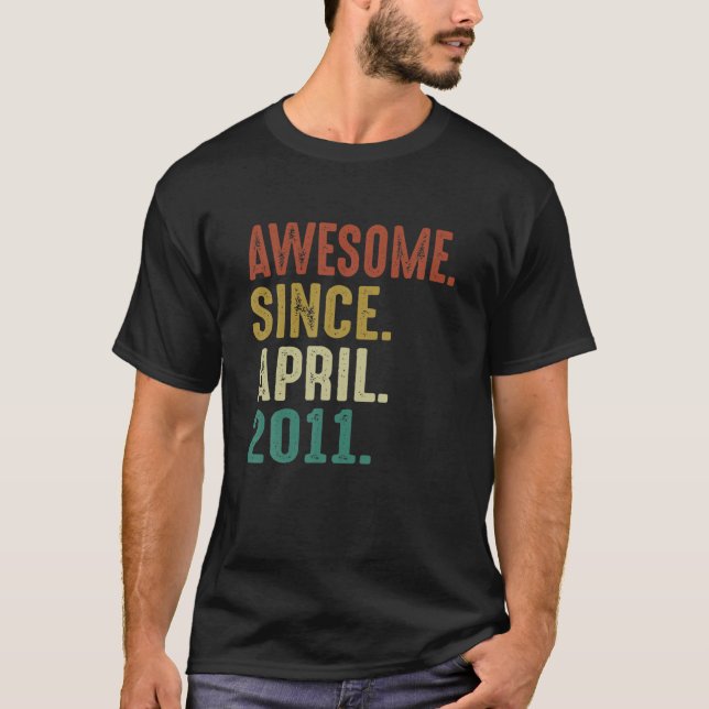 Camiseta Funny 11 Year Old Birthday Gifts Awesome Since Apr (Anverso)