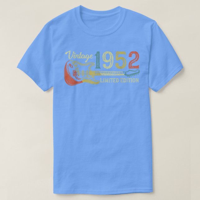 Camiseta Funny 1952 birthday gift for men Guitar Lover 70th (Diseño del anverso)
