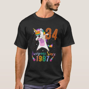 Camiseta Funny 34º Cumpleaños Increíble Desde 1987 Unicorn 