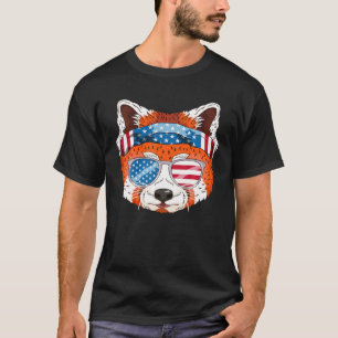 Camiseta Funny 4 de Julio Bandera Estadounidense Panda Rojo