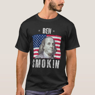 Camiseta Funny 4 De Julio Shirt Ben fuma hierba USA Patri