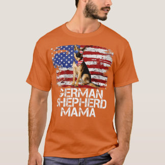 Camiseta Funny 4th July German Shepherd MAMA AMERICAN FLAG