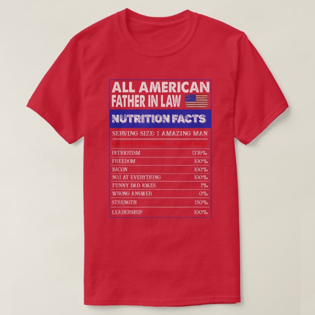 Camiseta Funny 4th Of July All American Father In Law Nutri (Diseño del anverso)