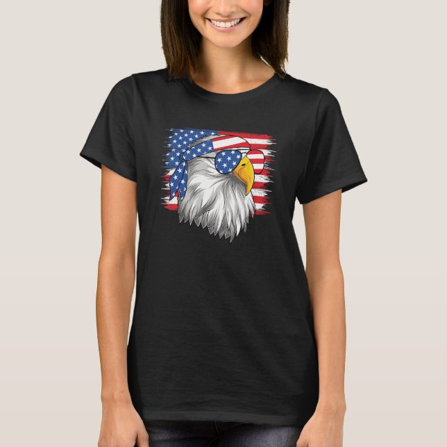 Camiseta Funny 4th Of July American Flag Patriotic Eagle US (Anverso)