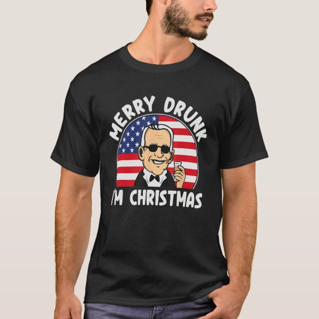 Camiseta Funny 4th of July Merry Drunk I'm Christmas Men &  (Anverso)