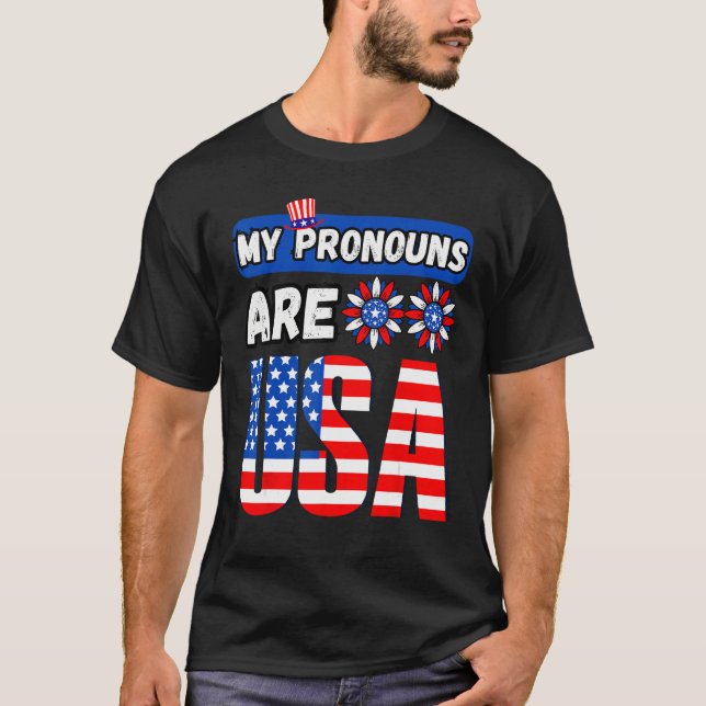 Camiseta Funny 4th of july my pronouns are USA (Anverso)