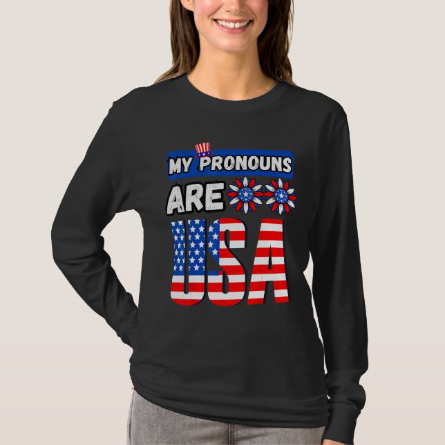 Camiseta Funny 4th of july my pronouns are USA (Anverso)