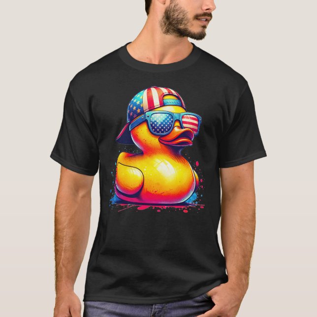 Camiseta Funny 4th Of July Patriotic Rubber Duck USA Flag F (Anverso)