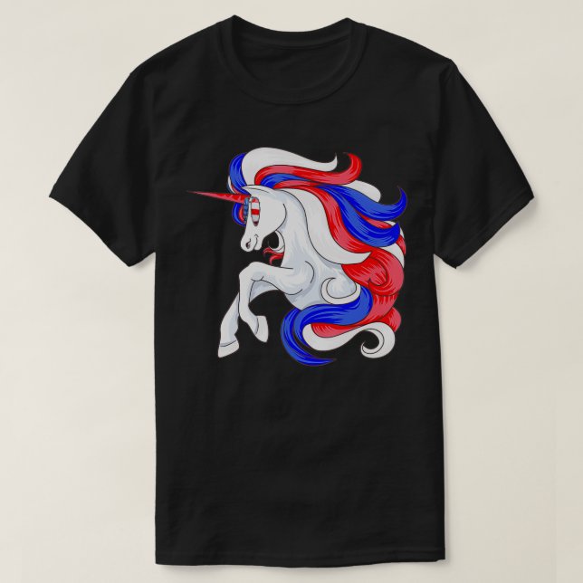 Camiseta Funny 4th Of July Unicorn American Flag Patriotic  (Diseño del anverso)