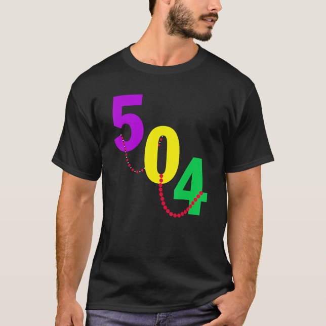 Camiseta Funny 504 Fiesta del Carnaval de New Orleans Mardi (Anverso)