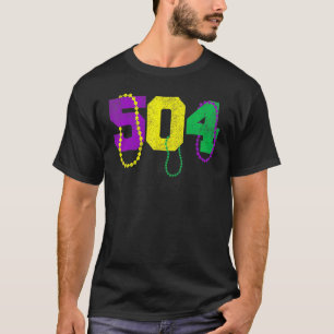 Camiseta Funny 504 New Orleans Mardi Gras Apparel, Vintage