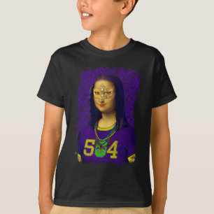Camiseta Funny 504 New Orleans Mardi Gras Mona Lisa Mashup