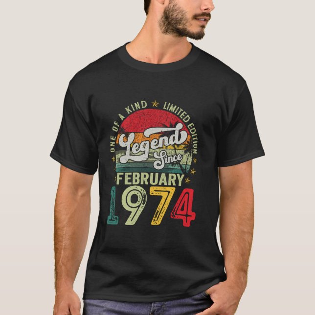 Camiseta Funny 50 años Febrero 1974 Retro 50º Nacimiento (Anverso)