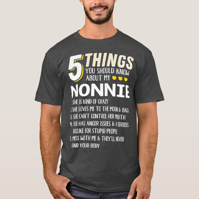Camiseta Funny 5 cosas Abuela Nonnie Gift Idea (Anverso)