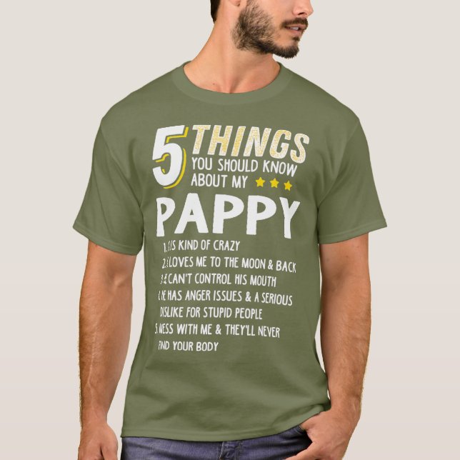 Camiseta Funny 5 cosas Abuelo Pappy Crazy Gift Idea (Anverso)