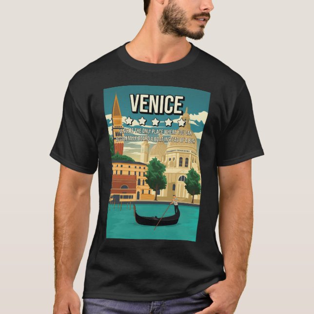 Camiseta Funny 5 Estrellas Venecia Italia Mínimo Viaje Retr (Anverso)