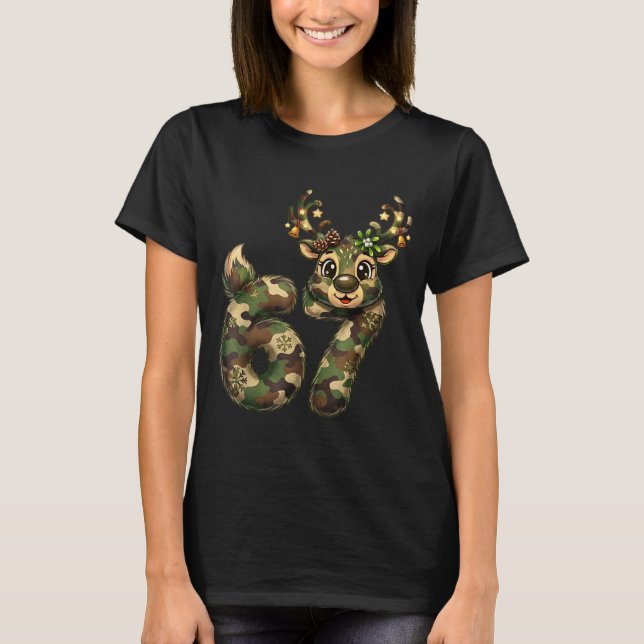 Camiseta Funny 67 Christmas Holiday Camo Hunting Reindeer D (Anverso)