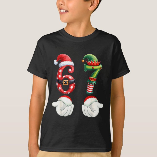 Camiseta Funny 67 Christmas Pajamas Six Seven Meme 6 7 Elf  (Anverso)