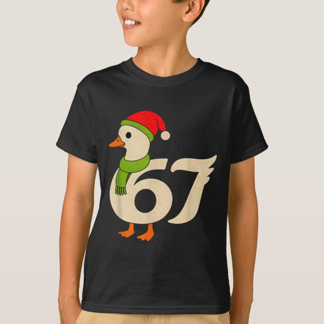 Camiseta Funny 67 Goose Christmas 6 7 Meme Duck Santa Hat F (Anverso)