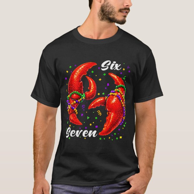 Camiseta Funny 67 Mardi Gras Crawfish Meme 6 7 Beads Six Se (Anverso)