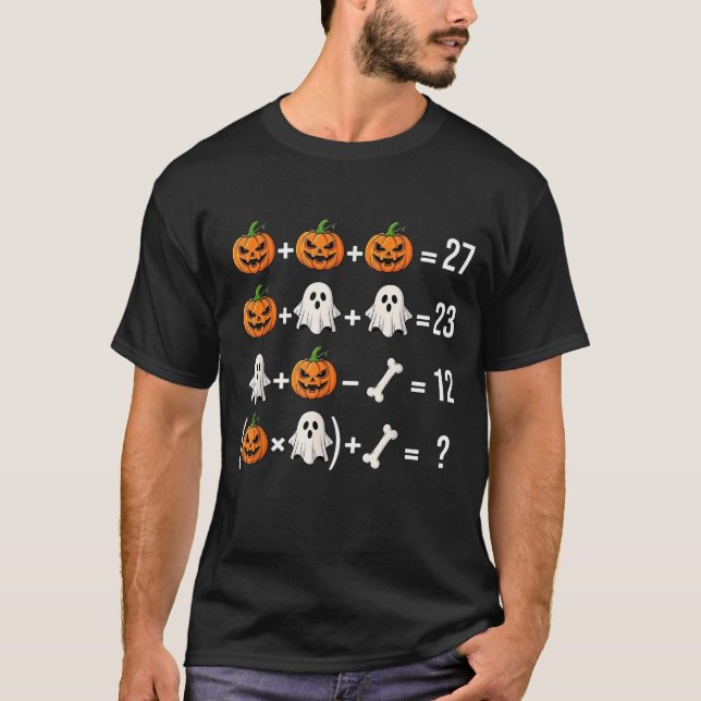 Camiseta Funny 67 Meme Pumpkin Ghost Math Teacher (Anverso)