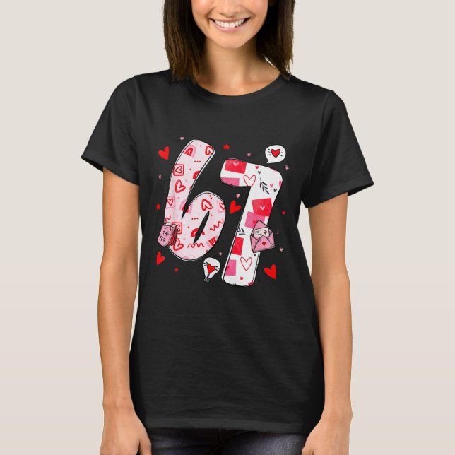 Camiseta Funny 67 Meme Six Seven 6 7 Valentine Hearts  (Anverso)