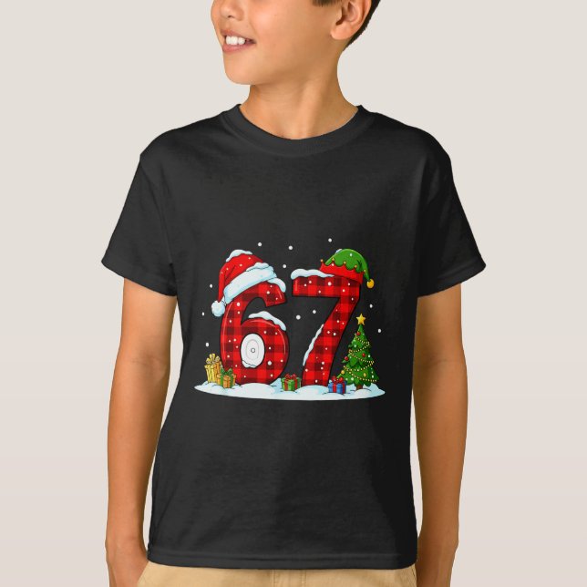 Camiseta Funny 67 Meme Six Seven Christmas Buffalo Red Plai (Anverso)