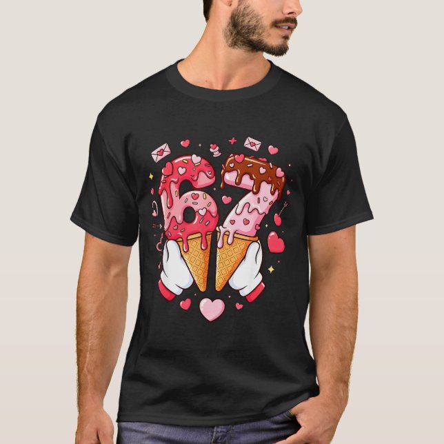 Camiseta Funny 67 Meme Six Seven Ice Cream Matching Couples (Anverso)
