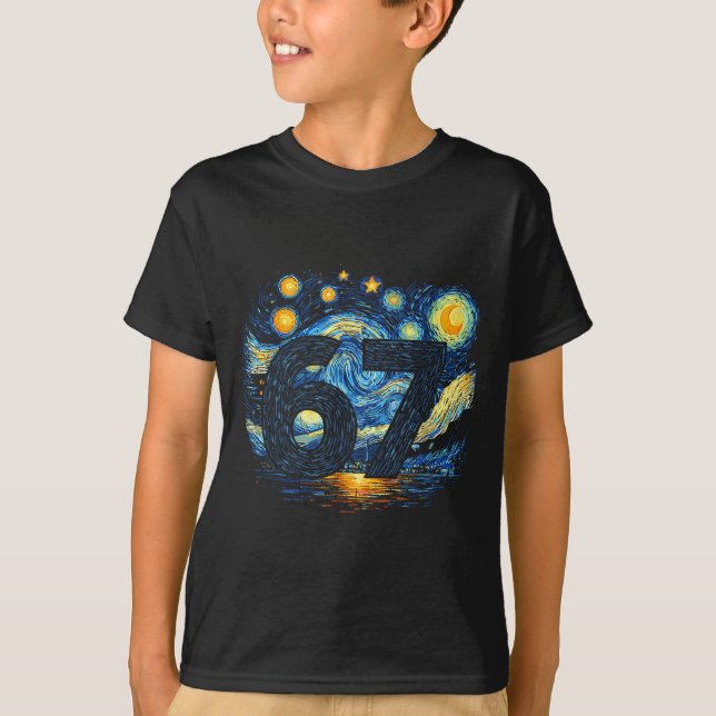 Camiseta Funny 67 Meme Six Seven Starry Art Night  (Anverso)