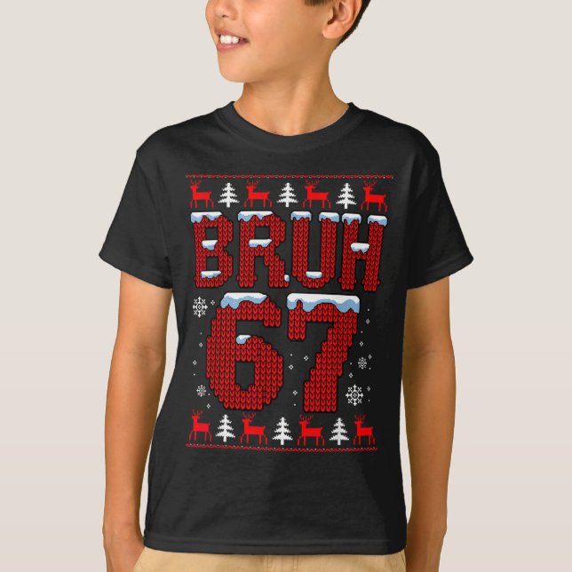 Camiseta Funny 67 Six Seven Christmas Bruh Santa Kids Boys  (Anverso)