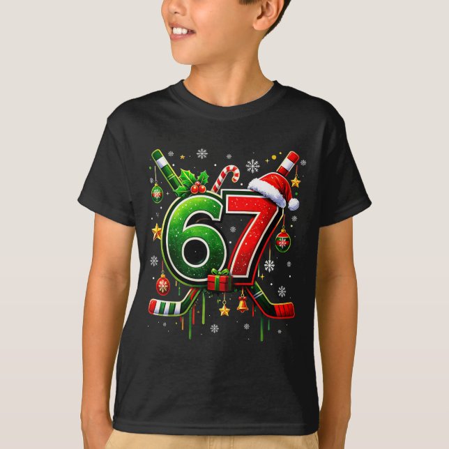 Camiseta Funny 67 Six Seven Christmas Ice Hockey  (Anverso)