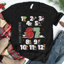 Camiseta Funny 67 Six Seven Meme 12 Days of Christmas Black