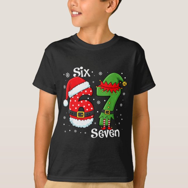 Camiseta Funny 67 Six Seven Meme 6 7 Elf Santa Christmas Pa (Anverso)