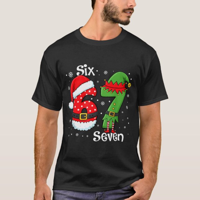 Camiseta Funny 67 Six Seven Meme 6 7 Elf Santa Christmas Pa (Anverso)
