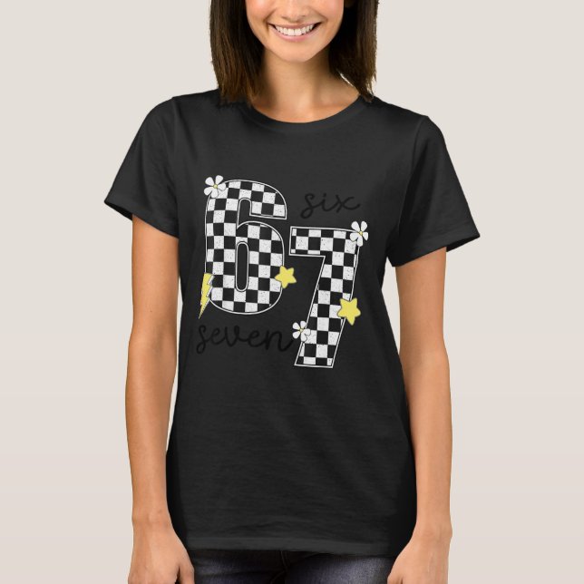 Camiseta Funny 67 Six Seven Meme Slang 6-7 Checkered Number (Anverso)