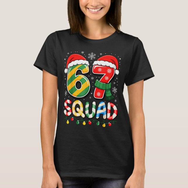 Camiseta Funny 67 Squad Candy Cane Santa Hat Christmas Men  (Anverso)