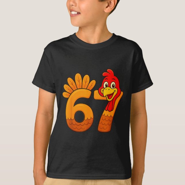Camiseta Funny 67 Thanksgiving Turkey Face 67 Number  (Anverso)